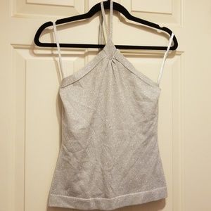 Express silver glitter halter top